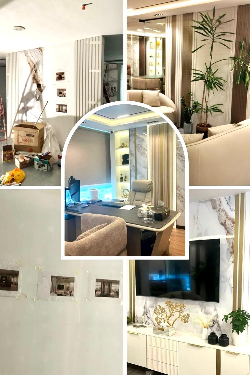 Full villa fitout Sharjah — gypsum ceiling tiling custom wardrobes and finishes by Zale Interior