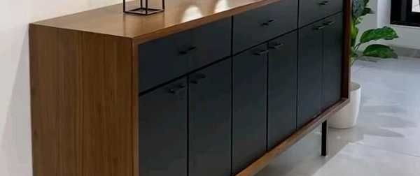 Custom console unit with wood grain finish, UAE