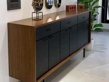 Custom console unit with mirror panelling, UAE