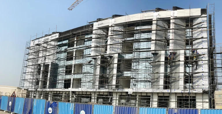 ACP cladding being installed on a commercial building facade
